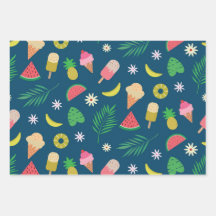 夏の果物とアイスクリームのパターン