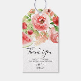 夏の果物と緑の誕生日またはベビーシャワー ギフトタグ