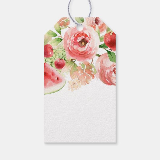 夏の果物と緑の誕生日またはベビーシャワー ギフトタグ (裏面)