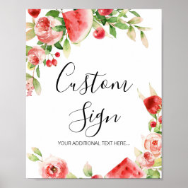 夏の果物と緑の赤ちゃんシャワーカスタムの看板 ポスター