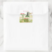 夏の果物と花をパティオに2匹の猫に スクエアシール (バッグ)