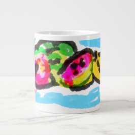 夏の果物の喜び ジャンボコーヒーマグカップ