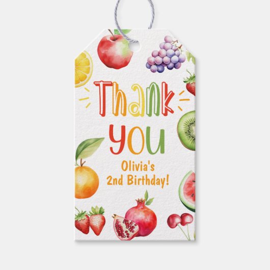 夏の果物の誕生日ありがとう ギフトタグ (正面)