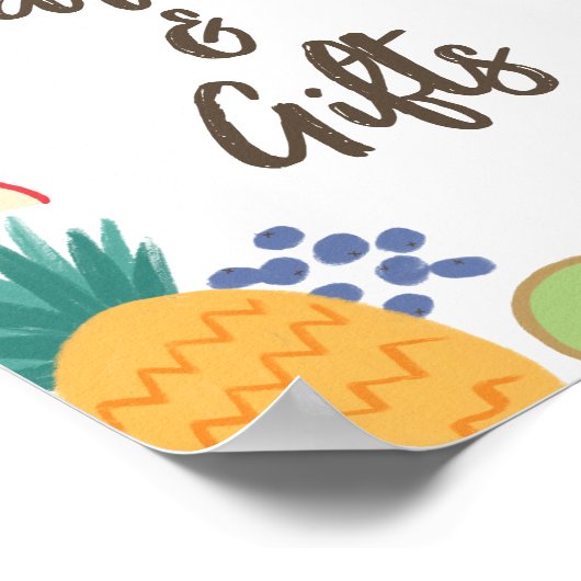 夏の果物の誕生日カードと贈り物 ポスター (角)