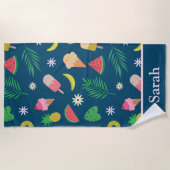 夏の果物、熱帯離れの、アイスクリーム名 ビーチタオル (正面)