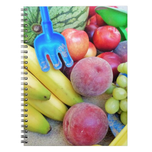 夏の果物,食べ物,メロン,ブドウ,桃,バナナ ノートブック (正面)