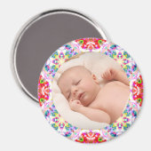 夏の枠ベビーガール孫のギフトフォト マグネット (正面/裏面)