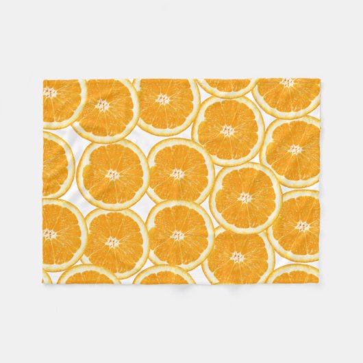 夏の柑橘類のオレンジの切れ フリースブランケット (正面(横))