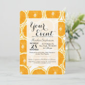 夏の柑橘類のオレンジの切れ 招待状 (スタンド正面)