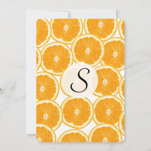 夏の柑橘類のオレンジの切れ 招待状 (裏面)
