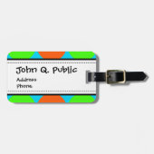 夏の柑橘類のライムグリーンのオレンジ黄色のティール（緑がかった色）の円 ラゲッジタグ (正面横)