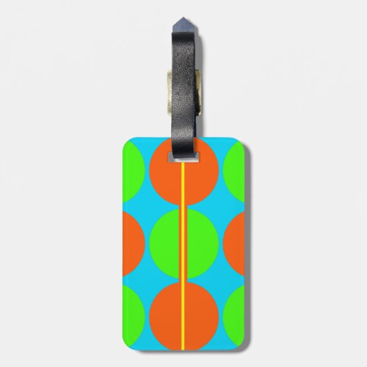 夏の柑橘類のライムグリーンのオレンジ黄色のティール(緑がかった色)の円 ラゲッジタグ (裏面縦)