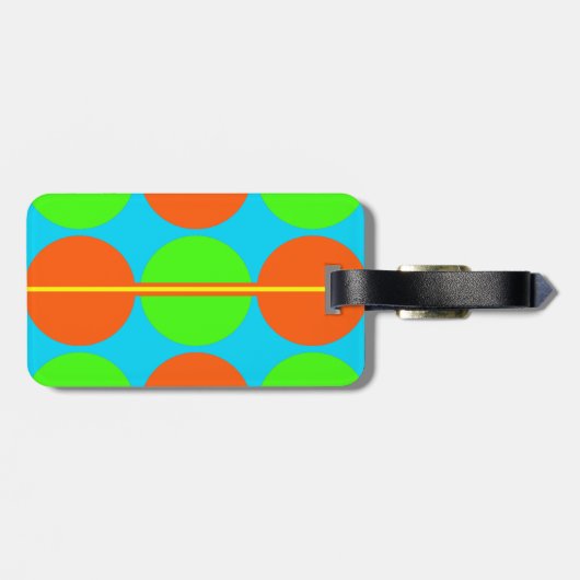 夏の柑橘類のライムグリーンのオレンジ黄色のティール(緑がかった色)の円 ラゲッジタグ (裏面横)