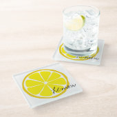 夏の柑橘類レモンガラスのコースター ガラスコースター (アングル)