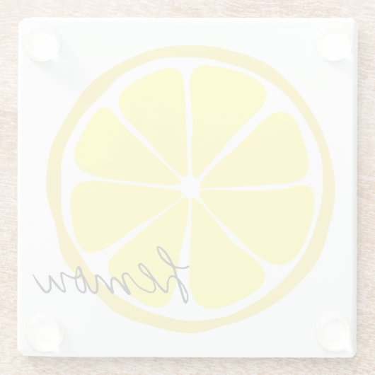 夏の柑橘類レモンガラスのコースター ガラスコースター (裏面)
