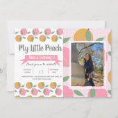夏の桃の模様フルーツ誕生日パーティー写真 招待状 (正面)