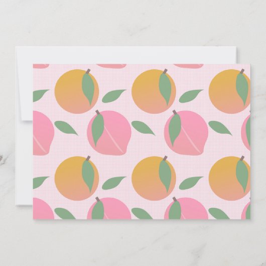 夏の桃パターンフルーツ誕生日パーティーピンク 招待状 (裏面)