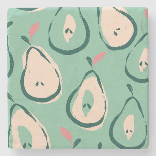 夏の梨：新鮮な果実のパターン。 ストーンコースター (正面)