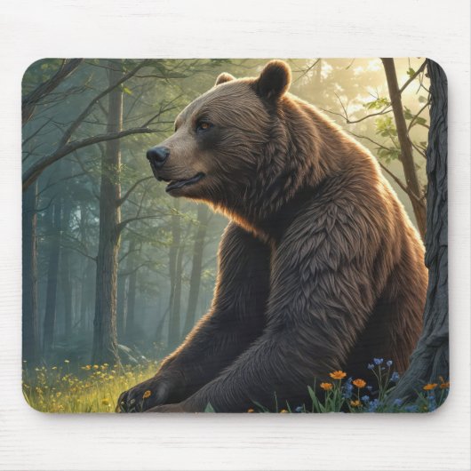 夏の森で野生の花を咲かせる マウスパッド (正面)