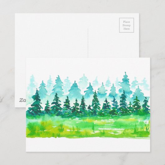 夏の森の風景。 ポストカード (正面/裏面)