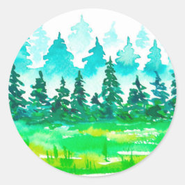 夏の森林景色 ラウンドシール