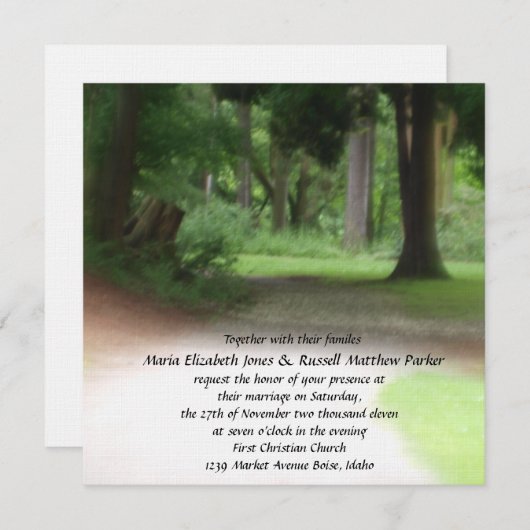 夏の森林結婚式 招待状 (正面/裏面)