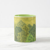 夏の森、ウール絵画ズ、木々緑と黄色 マグカップ (中央)