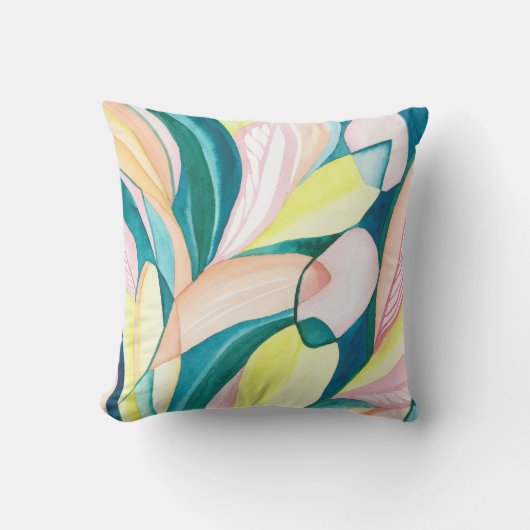 夏の植物抽象芸術絵画ズ クッション (正面)