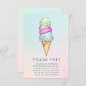 夏の楽しいアイスクリームの写真誕生日パーティー サンキューカード (正面/裏面)
