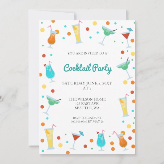 夏の楽しいドリンクパーティー 招待状 (正面)