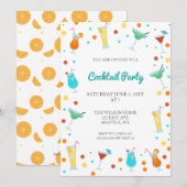 夏の楽しいドリンク カクテルパーティー 招待状 (正面/裏面)