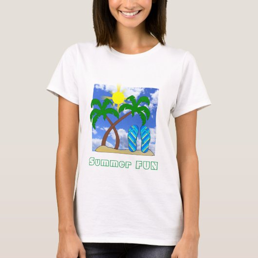 夏の楽しいビーチテーマTシャツ Tシャツ (正面)
