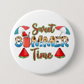 夏の楽しい時間 | スイカカラフルスライス 缶バッジ (正面)