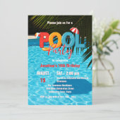 夏の楽しい雰囲気 輝くトロピカルプールパーティー 招待状 (スタンド正面)