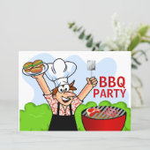 夏の楽しいBBQパーティー 招待状 (スタンド正面)