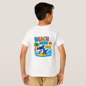 🌊 夏の楽しみのためのサーフィンシャークの漫画 🏄 Tシャツ (裏面フル)