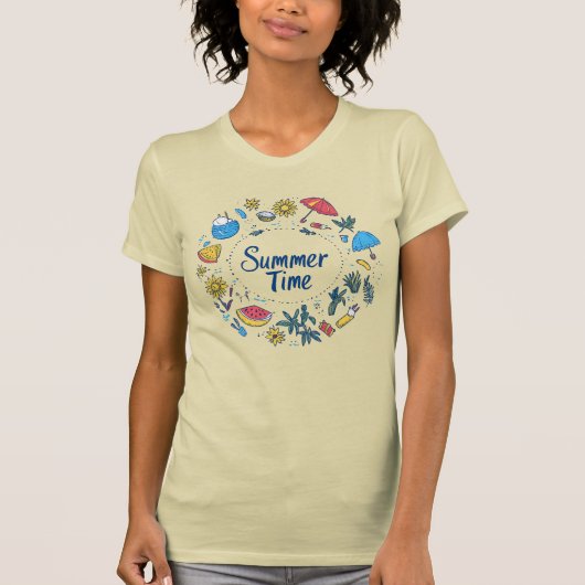 夏の楽しみグラフィックTシャツ – かわいい日差し Tシャツ (正面)