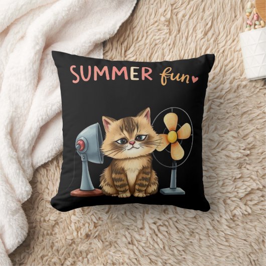 夏の楽しみ猫Tシャツ サルカスティックタビー クッション (ブランケット)