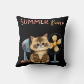 夏の楽しみ猫Tシャツ サルカスティックタビー クッション (裏面)