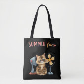 夏の楽しみ猫Tシャツ サルカスティックタビー トートバッグ (正面)