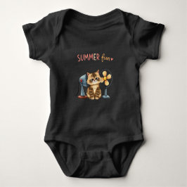 夏の楽しみ猫Tシャツ サルカスティックタビー ベビーボディスーツ