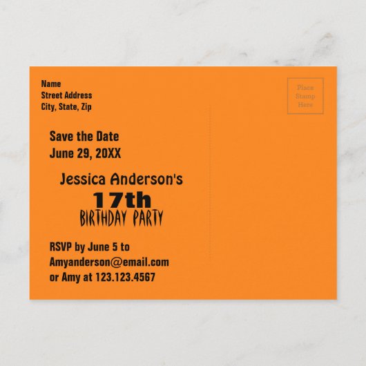 夏の民族17誕生日日付の保存 案内ポストカード (裏面)