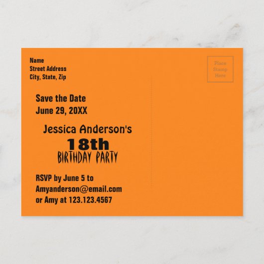 夏の民族18誕生日日付を保存 案内ポストカード (裏面)