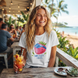 夏の気分と楽しいイチゴ Tシャツ