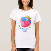 夏の気分と楽しいイチゴ Tシャツ (正面)