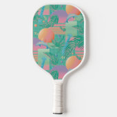 夏の気化波サンセットとヤシの木 ピックルボールラケット (裏面)
