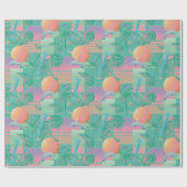 夏の気化波サンセットとヤシの木 ラッピングペーパー (フラット)