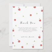 夏の水の色のさくらんぼ甘い赤ちゃんシャワー サンキューカード (正面)