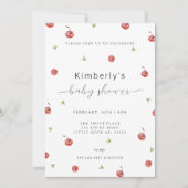 夏の水の色のさくらんぼ甘い赤ちゃんシャワー 招待状 (正面)