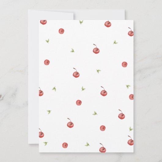 夏の水の色のさくらんぼ甘い赤ちゃんシャワー 招待状 (裏面)